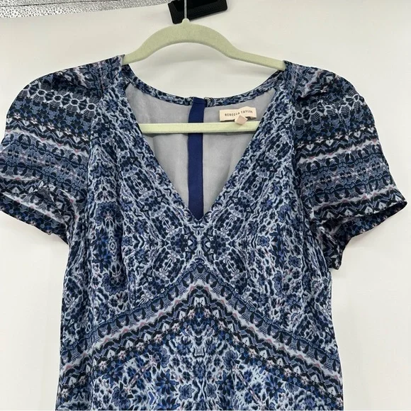 Rebecca Taylor Short Sleeve Tangier Paisley Dress Size 2 100% Silk - Picture 4 of 7